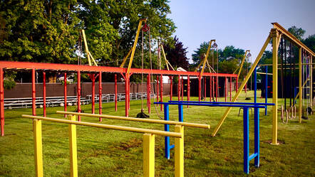 Workout equipment across FCA’s open-air obstacle course